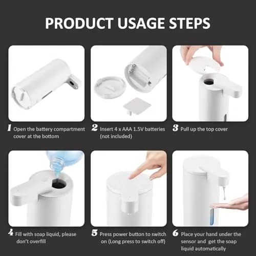 Crehora Automatic Soap Dispenser Touchless, 340ml (12oz) | Hygienic Hands-Free Dispensing for Bathrooms & Kitchens thumbnail 7