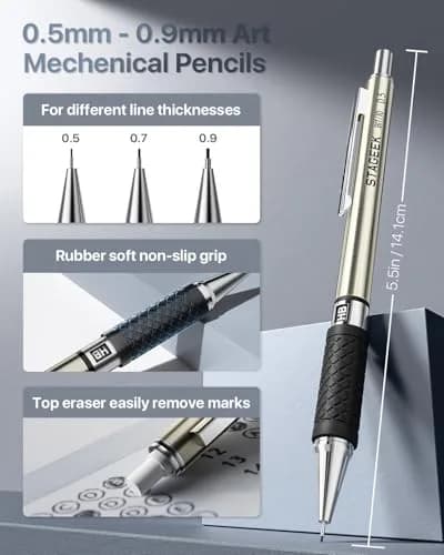 STAGEEK Mechanical Pencil Set with Case, 34PCS | 0.5mm, 0.7mm, 0.9mm, 2.0mm Leads & Erasers thumbnail 4