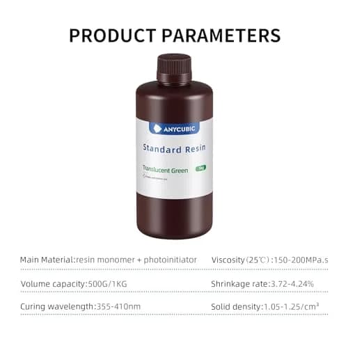 ANYCUBIC 405nm High Precision Fast Curing Photopolymer Resin 1kg (2.2 lb) HD Grey | For LCD 3D Printing thumbnail 3