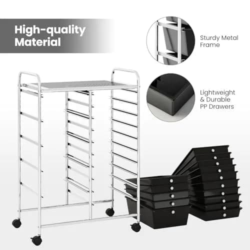 CLEEMAN 15-Drawer Rolling Cart Metal Frame 25.4kg (56lb) | Multipurpose Storage Organizer thumbnail 7