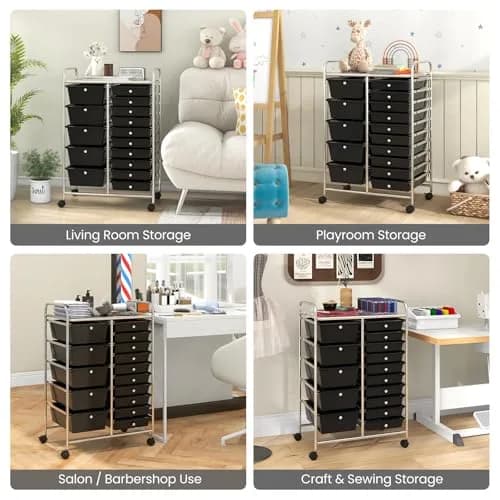 CLEEMAN 15-Drawer Rolling Cart Metal Frame 25.4kg (56lb) | Multipurpose Storage Organizer thumbnail 9