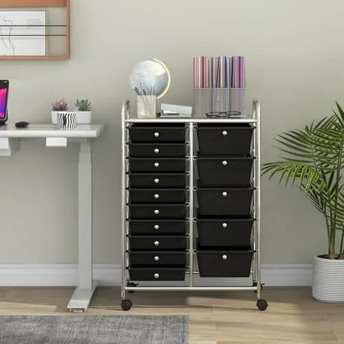 CLEEMAN 15-Drawer Rolling Cart Metal Frame 25.4kg (56lb) | Multipurpose Storage Organizer thumbnail 2