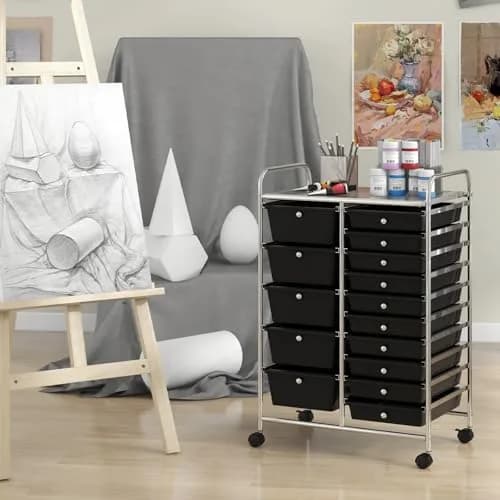 CLEEMAN 15-Drawer Rolling Cart Metal Frame 25.4kg (56lb) | Multipurpose Storage Organizer thumbnail 3