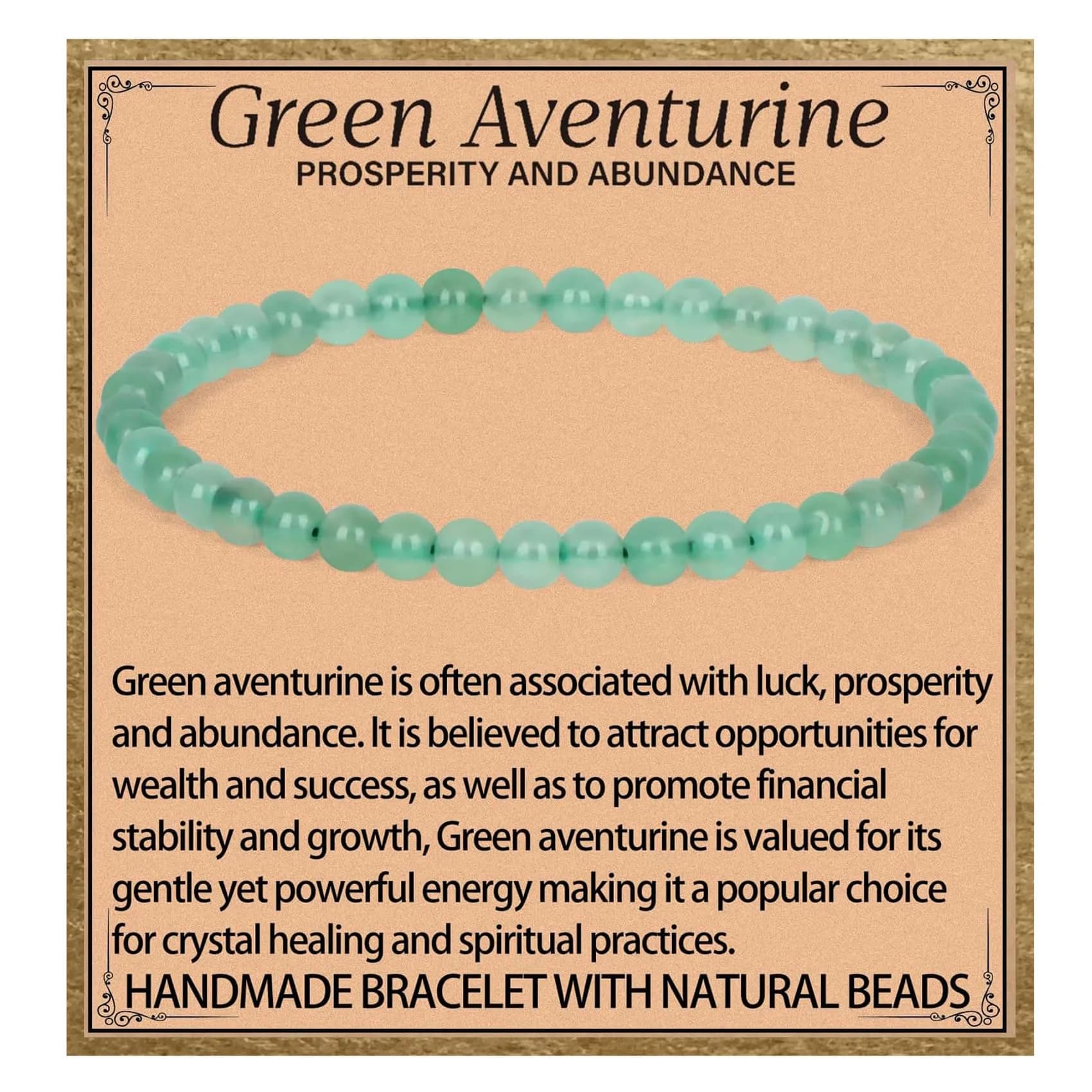 LPBeads Natural Green Aventurine Gemstone Stretch Bracelet 4mm Round Beads | Healing Crystal Jewelry for Women Men