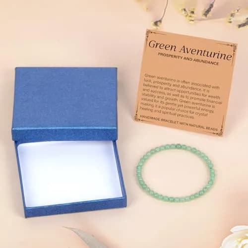 LPBeads Natural Green Aventurine Gemstone Stretch Bracelet 4mm Round Beads | Healing Crystal Jewelry for Women Men thumbnail 2