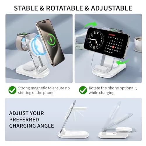 RYND Travel Wireless Fast Charging Station | 3-in-1 Magnetic Charger with Light for iPhone16/15/14/13/12, Apple Watch & AirPods (Pink) thumbnail 5