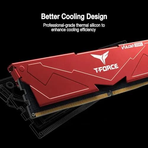 TEAMGROUP T-Force Vulcan DDR5 32GB (2x16GB) 6000MHz CL38 Red | High-Speed Desktop Memory Module thumbnail 4