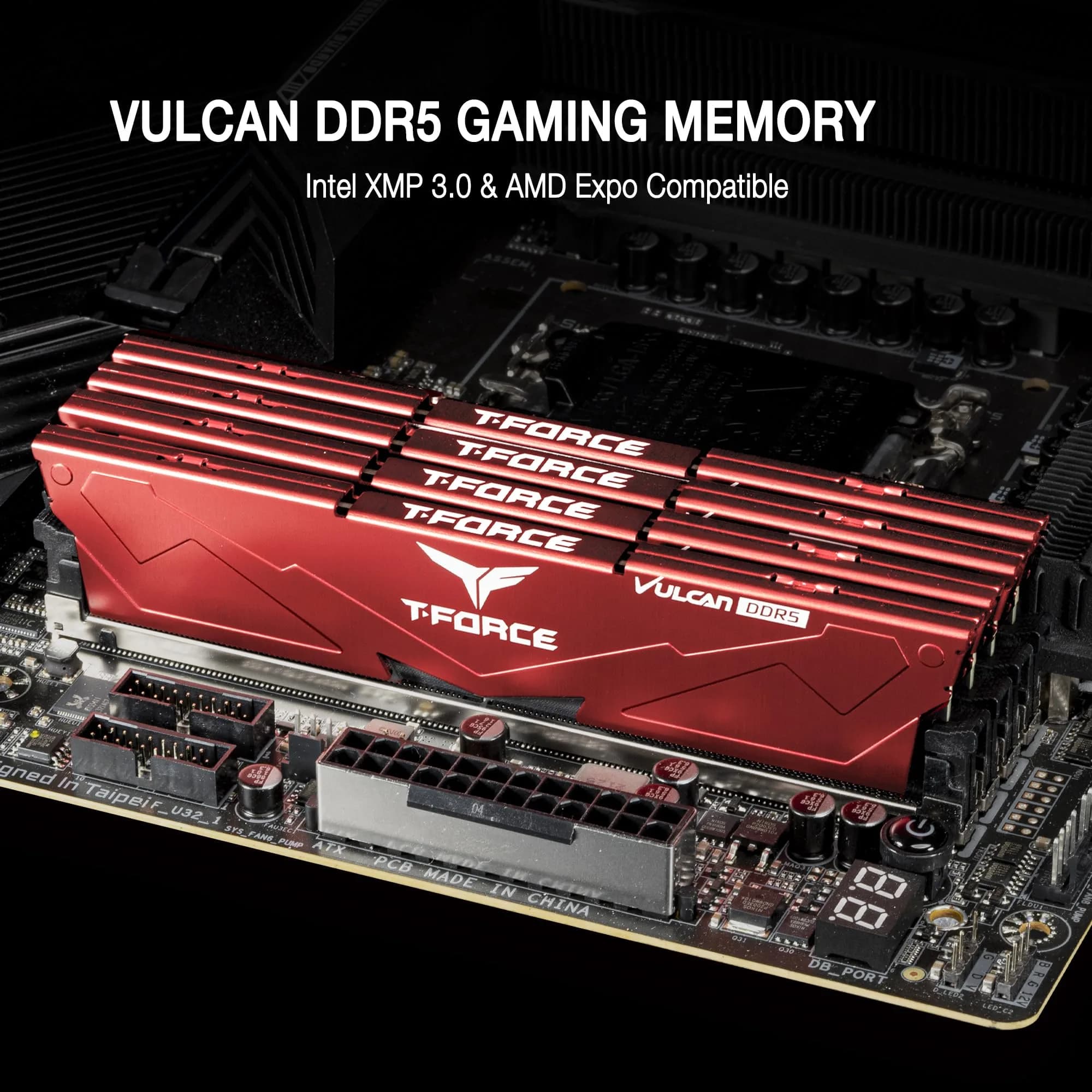 TEAMGROUP T-Force Vulcan DDR5 32GB (2x16GB) 6000MHz CL38 Red | High-Speed Desktop Memory Module - view 2