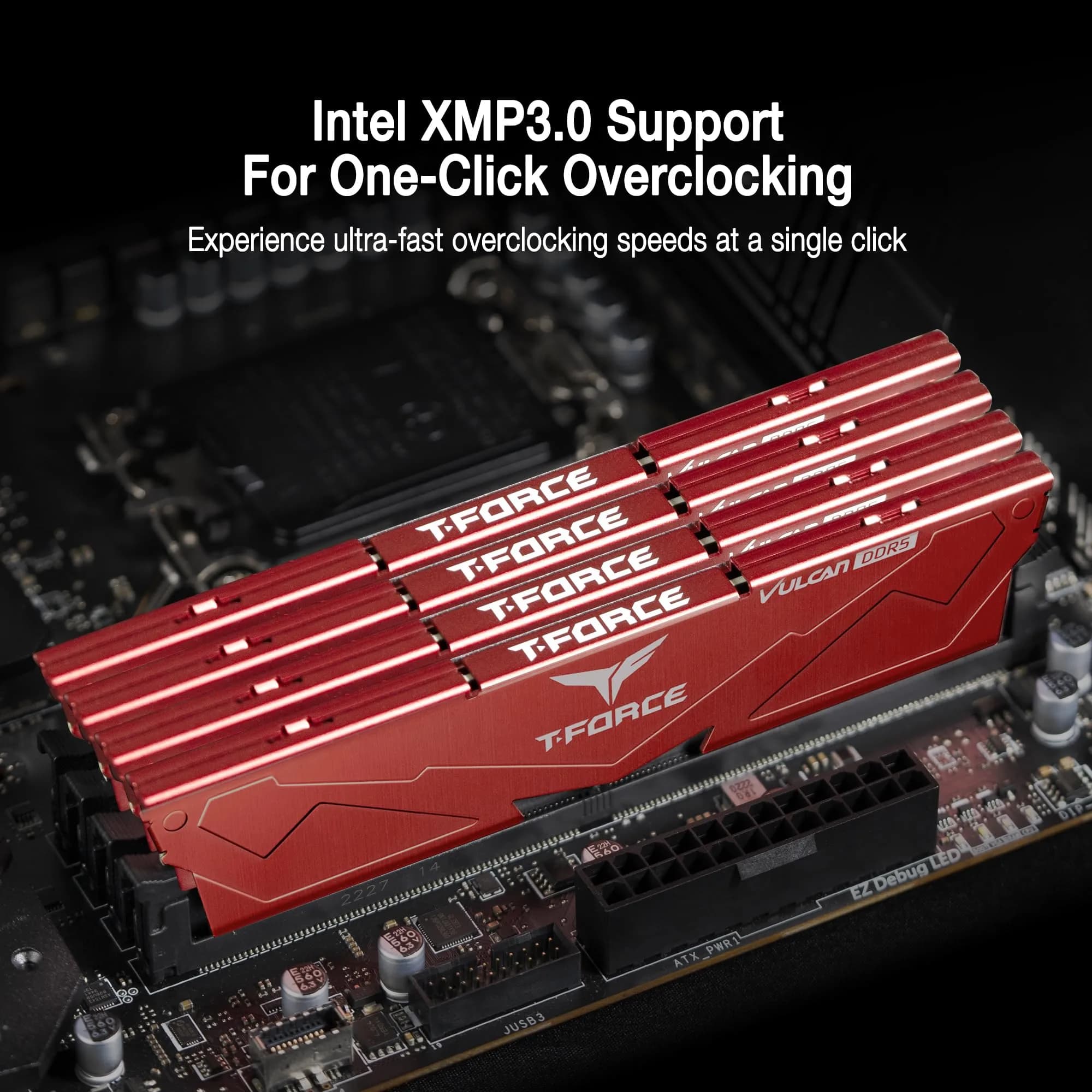 TEAMGROUP T-Force Vulcan DDR5 32GB (2x16GB) 6000MHz CL38 Red | High-Speed Desktop Memory Module - view 3