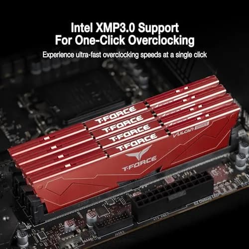 TEAMGROUP T-Force Vulcan DDR5 32GB (2x16GB) 6000MHz CL38 Red | High-Speed Desktop Memory Module thumbnail 3