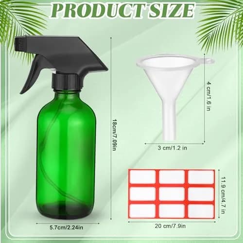 Norme 8 oz Glass Spray Bottle Set with Funnels Labels | Refillable, Portable & Multi-Purpose (70-120 chars) thumbnail 2