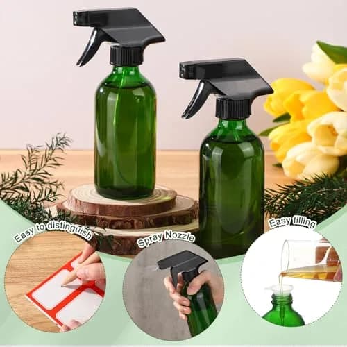 Norme 8 oz Glass Spray Bottle Set with Funnels Labels | Refillable, Portable & Multi-Purpose (70-120 chars) thumbnail 3