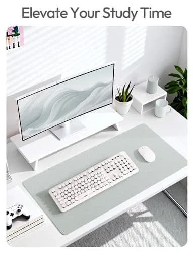 YSAGi Silver Leather Desk Pad Protector 89.9cm x 43.2cm (35.4" x 17") | Protects Desks, Doubles as Large Mouse Pad thumbnail 6