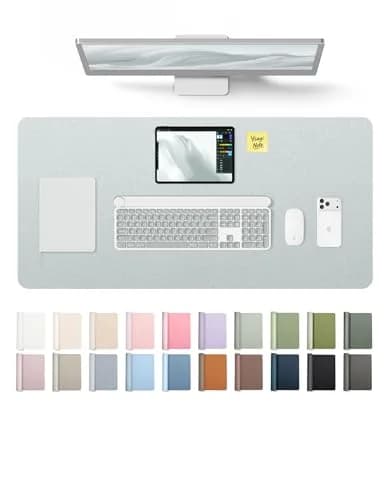 YSAGi Silver Leather Desk Pad Protector 89.9cm x 43.2cm (35.4" x 17") | Protects Desks, Doubles as Large Mouse Pad thumbnail 1