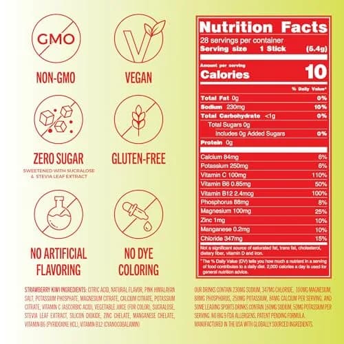 TREVI Electrolytes Powder Packets Strawberry Kiwi 28 Servings | Sugar-Free Hydration with 3x Electrolytes thumbnail 4
