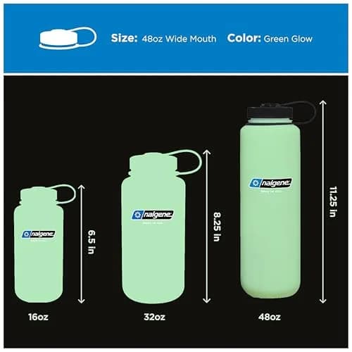 Nalgene 48 oz Wide Mouth Silo Water Bottle, Glow Green | Tritan Renew, BPA-Free, Leak-Proof, Dishwasher Safe thumbnail 3