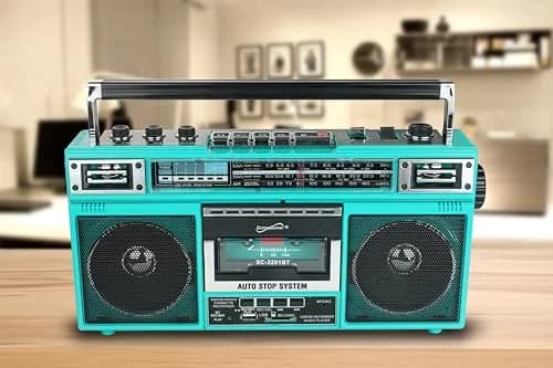 Supersonic SC-3201BT Teal Retro Cassette Boombox | Bluetooth, AM/FM/SW Radio, MP3, USB, SD Card, 3-Band EQ, 1.8 kg (3.85 lb) thumbnail 2