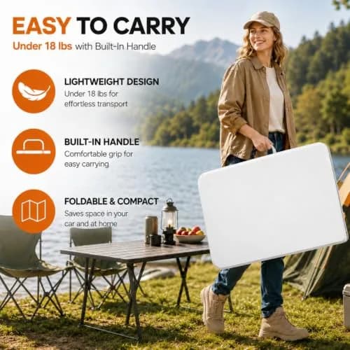 LUCKPRO 6ft Folding Table Heavy Duty 350 LBS Capacity Waterproof HDPE Top & Steel Frame | Portable Indoor Outdoor thumbnail 7