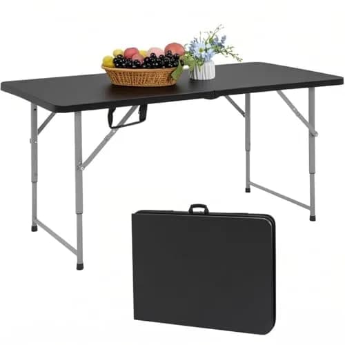 LUCKPRO 4ft Folding Table Heavy Duty | Portable, Black, 48x24in, Indoor & Outdoor Use thumbnail 1