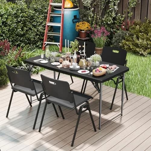 LUCKPRO 4ft Folding Table Heavy Duty | Portable, Black, 48x24in, Indoor & Outdoor Use thumbnail 2