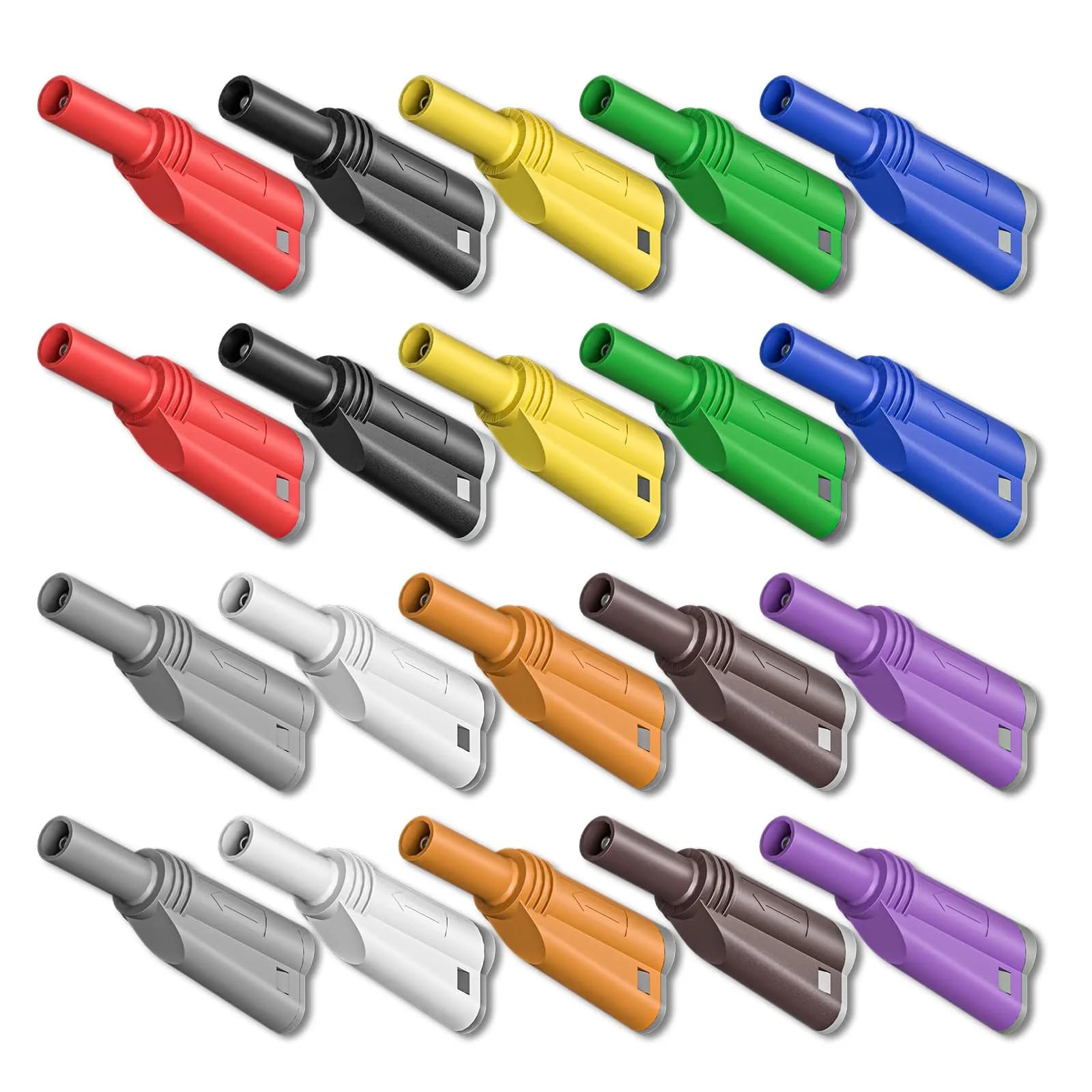 Goupchn 4mm Stackable Banana Plugs, 20PCS Ten Colors | 1000V/10A Rated Solderless Connectors