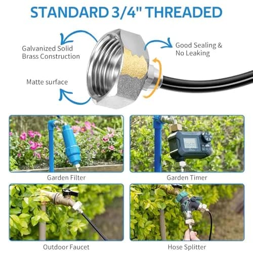 HOMENOTE Misting Cooling System Kit 42FT (13M) | 15 Brass Nozzles & 3/4" Adapter, Patio Mister for Cooling & Watering thumbnail 3