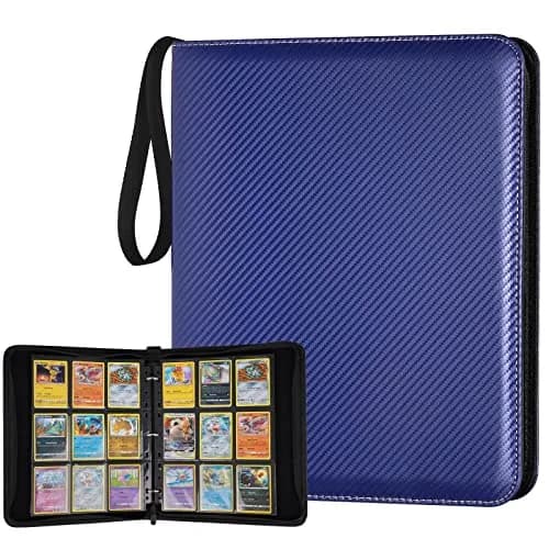 GERMUN 3-Ring 9-Pocket Zipper Card Binder, 720 Card Capacity, Carbon Blue | Educational & Age-Appropriate Display Album - main product image