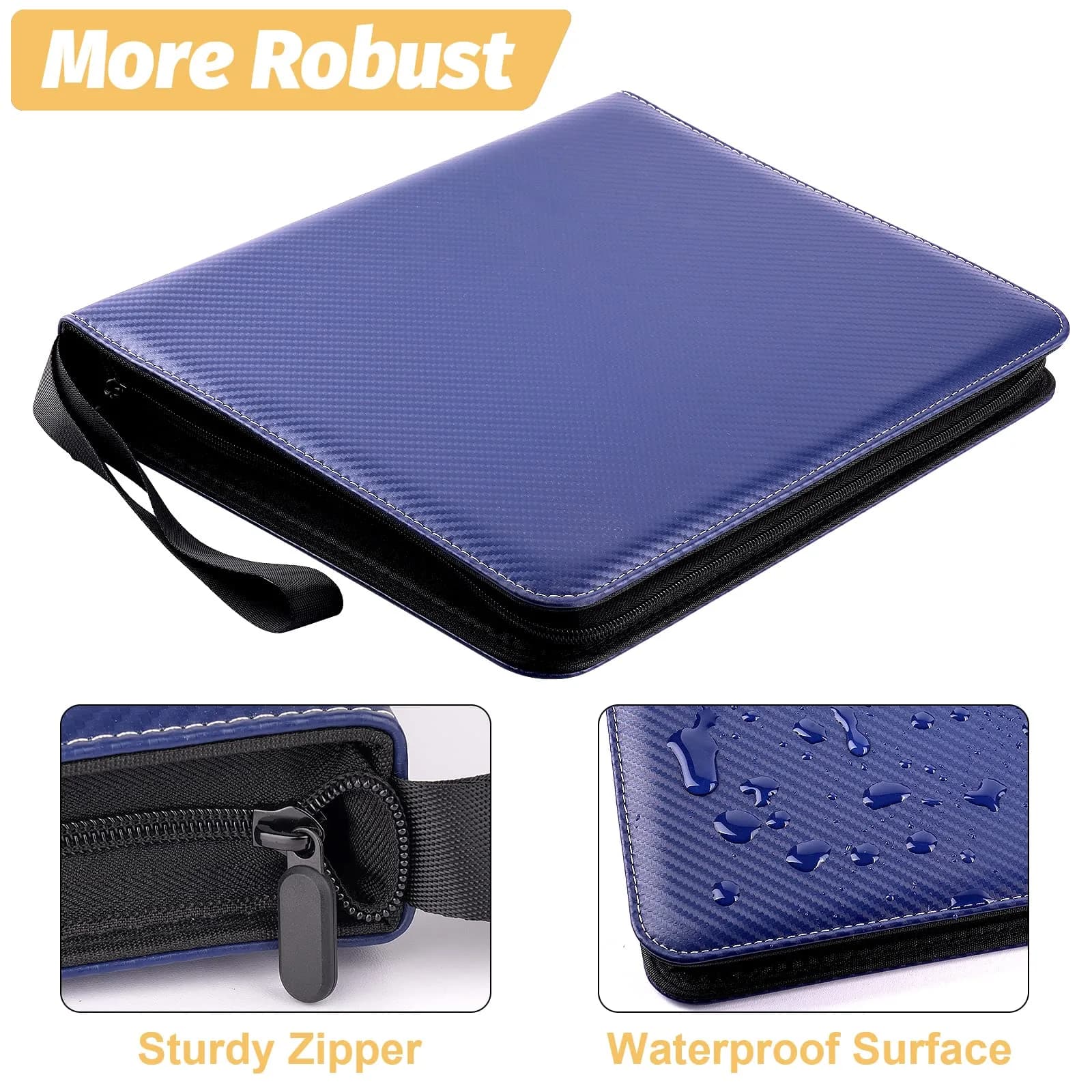 GERMUN 3-Ring 9-Pocket Zipper Card Binder, 720 Card Capacity, Carbon Blue | Educational & Age-Appropriate Display Album - view 2