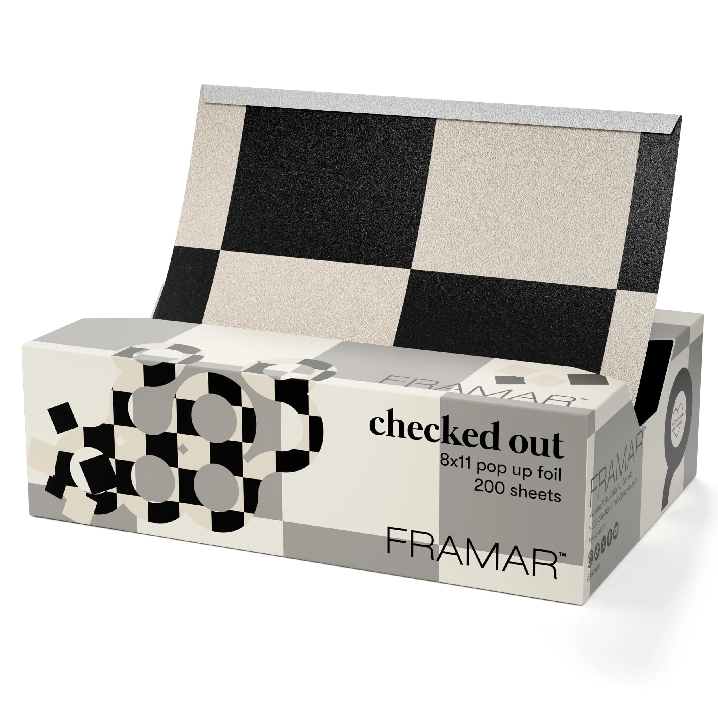 Framar Big Poppa Silver Pop Up Hair Foil 250 Sheets | Professional Embossed Grip for Highlights — Checkered