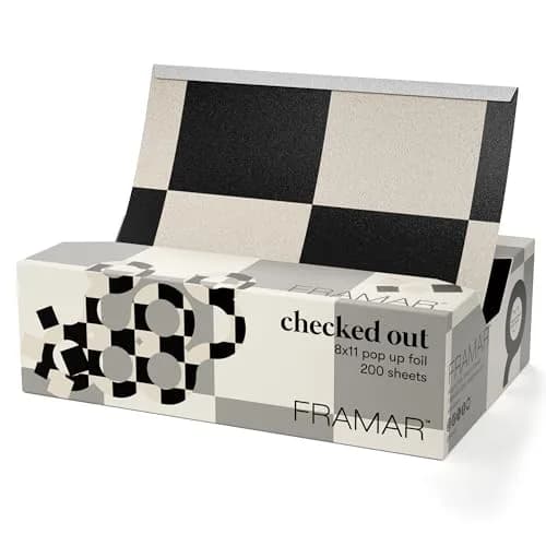 FRAMAR Checked Out Hair Foil 8x11 Inches (200 Count) | Professional Embossed Salon Foils for Highlighting thumbnail 1