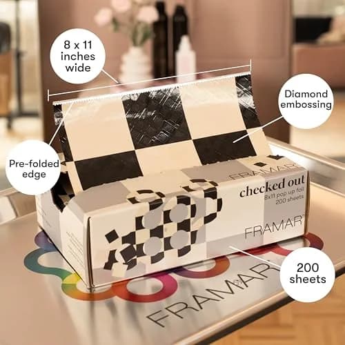 FRAMAR Checked Out Hair Foil 8x11 Inches (200 Count) | Professional Embossed Salon Foils for Highlighting thumbnail 2