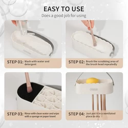 DUcare Makeup Brush Cleaner Mat 4 in 1 Silicone Makeup Brush Cleaner Bowl for Storage and Air Drying | 77 Fixing Modes thumbnail 5
