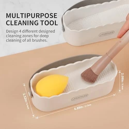 DUcare Makeup Brush Cleaner Mat 4 in 1 Silicone Makeup Brush Cleaner Bowl for Storage and Air Drying | 77 Fixing Modes thumbnail 6
