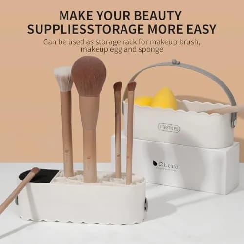 DUcare Makeup Brush Cleaner Mat 4 in 1 Silicone Makeup Brush Cleaner Bowl for Storage and Air Drying | 77 Fixing Modes thumbnail 7