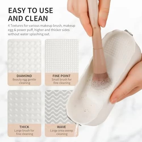 DUcare Makeup Brush Cleaner Mat 4 in 1 Silicone Makeup Brush Cleaner Bowl for Storage and Air Drying | 77 Fixing Modes thumbnail 3
