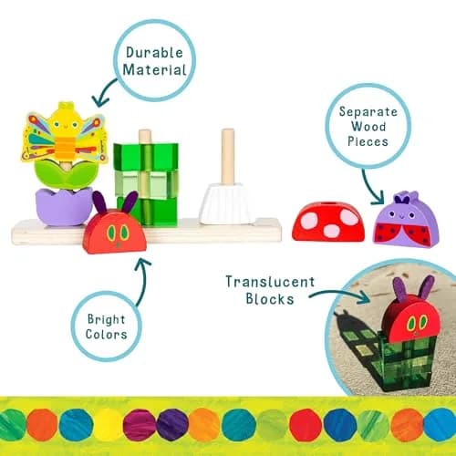 KIDS PREFERRED The Very Hungry Caterpillar Wooden Stacking Toy 19.5cm (7.87in) | Educational Toy for Toddlers thumbnail 3