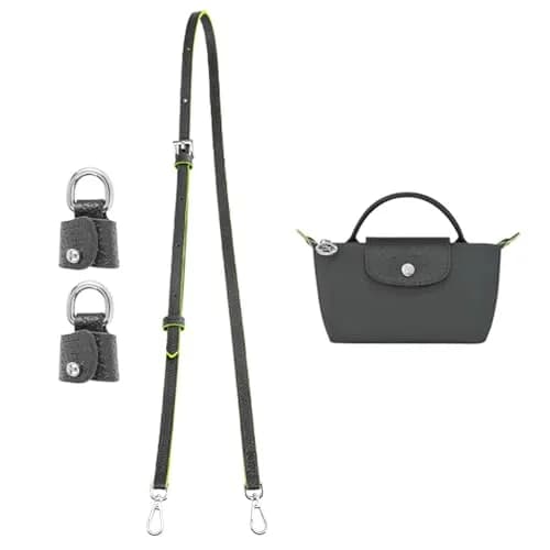 KIYOMIL Genuine Leather Strap Replacement for xs MINI Pouch, Adjustable 94-124cm | Graphite Grey-Silver thumbnail 1
