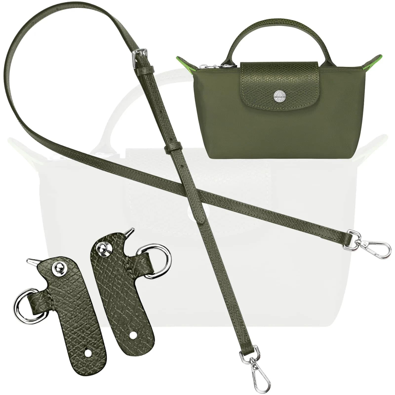 KIYOMIL Genuine Leather Bag Strap Replacement for MINI Pouch | 1.2cm Width, 94-124cm Adjustable Length - main product image