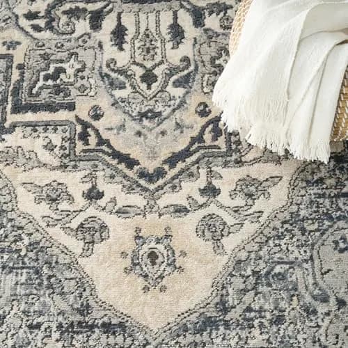 Nourison Home Concerto Ivory Navy 6' x 9' Area Rug | Easy Clean, Non Shedding thumbnail 4
