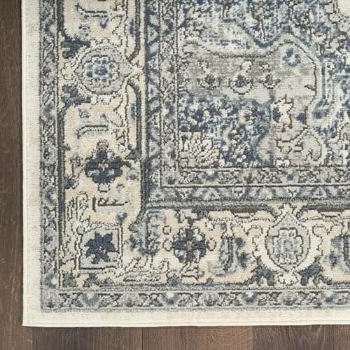 Nourison Home Concerto Ivory Navy 6' x 9' Area Rug | Easy Clean, Non Shedding thumbnail 5