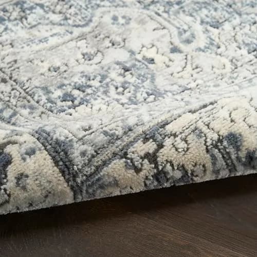 Nourison Home Concerto Ivory Navy 6' x 9' Area Rug | Easy Clean, Non Shedding thumbnail 7