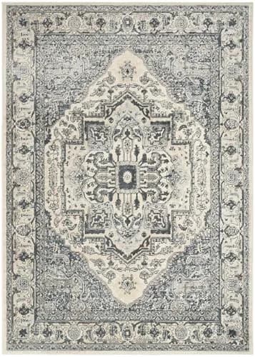 Nourison Home Concerto Ivory Navy 6' x 9' Area Rug | Easy Clean, Non Shedding thumbnail 3