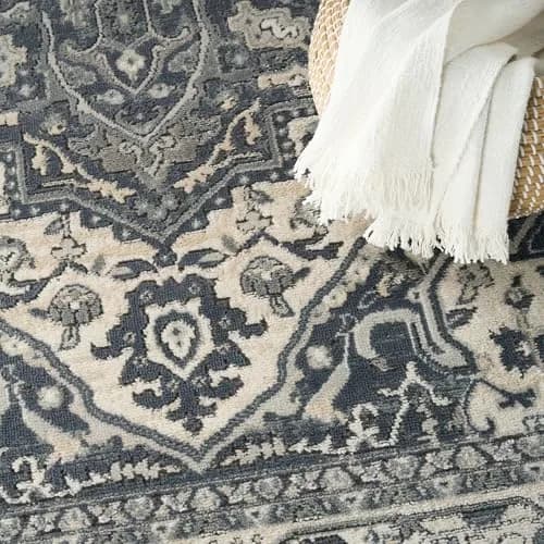 Nourison Home Concerto Navy Ivory 3'9" x 5'9" Area Rug | Easy Clean, Non Shedding, Modern Design thumbnail 4