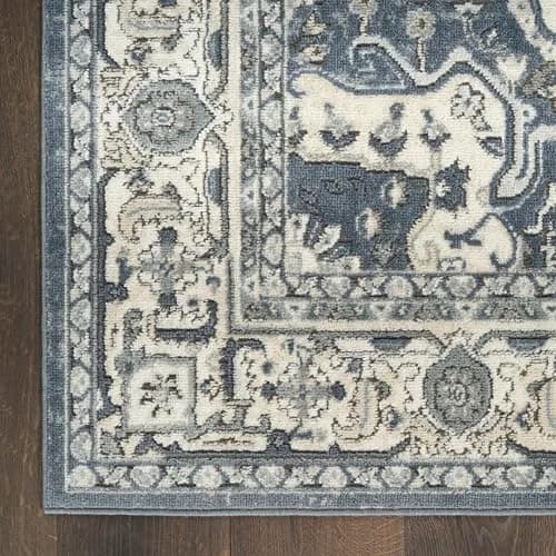 Nourison Home Concerto Navy Ivory 3'9" x 5'9" Area Rug | Easy Clean, Non Shedding, Modern Design thumbnail 5