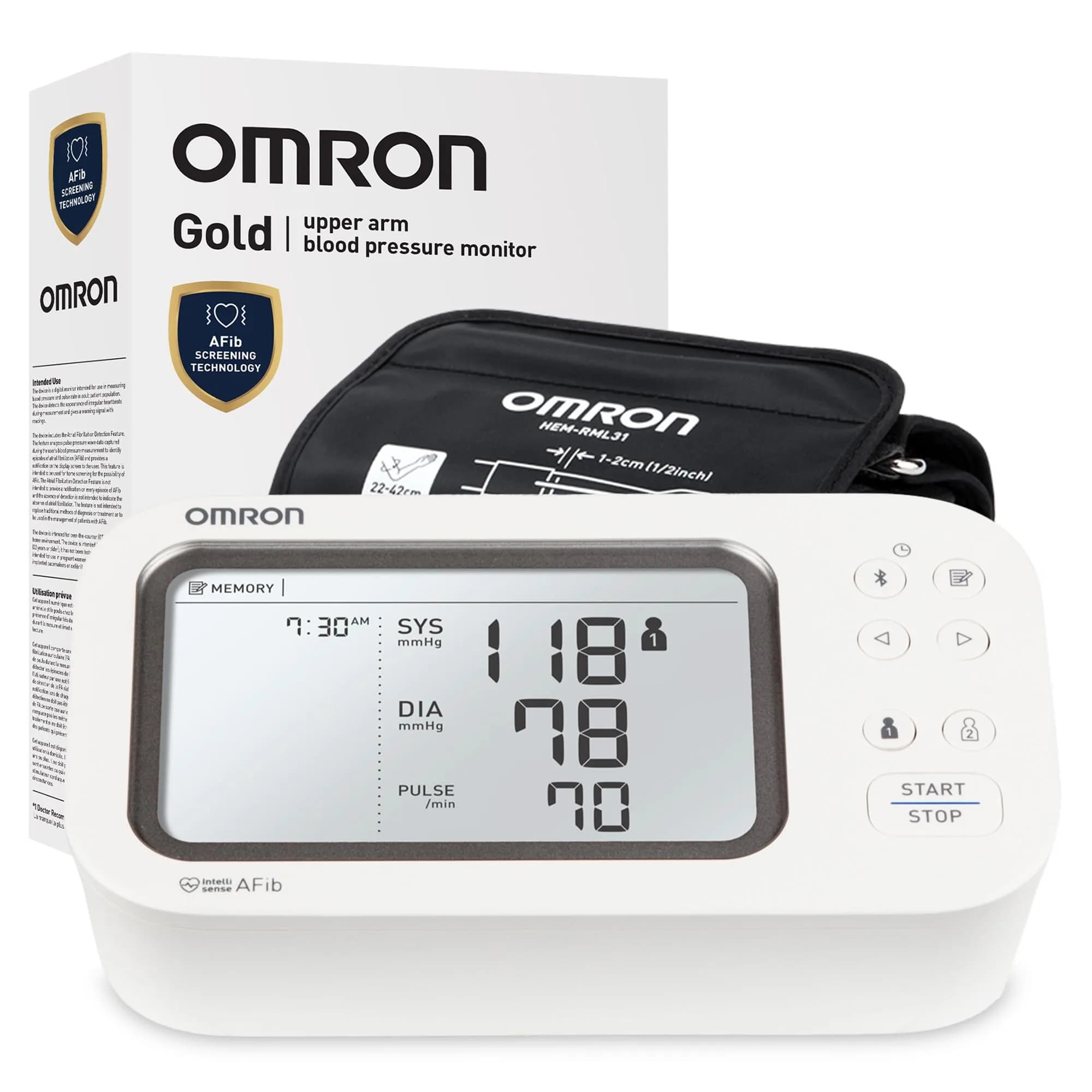 OMRON Gold Automatic Arm Blood Pressure Monitor | 9-17" Cuff, AFib Detection, Bluetooth App Sync - main product image