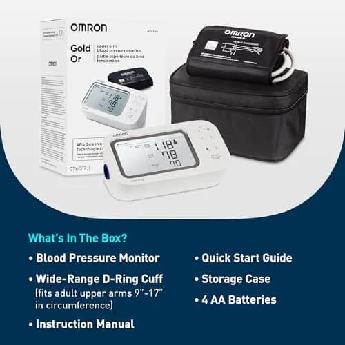 OMRON Gold Automatic Arm Blood Pressure Monitor | 9-17" Cuff, AFib Detection, Bluetooth App Sync thumbnail 6