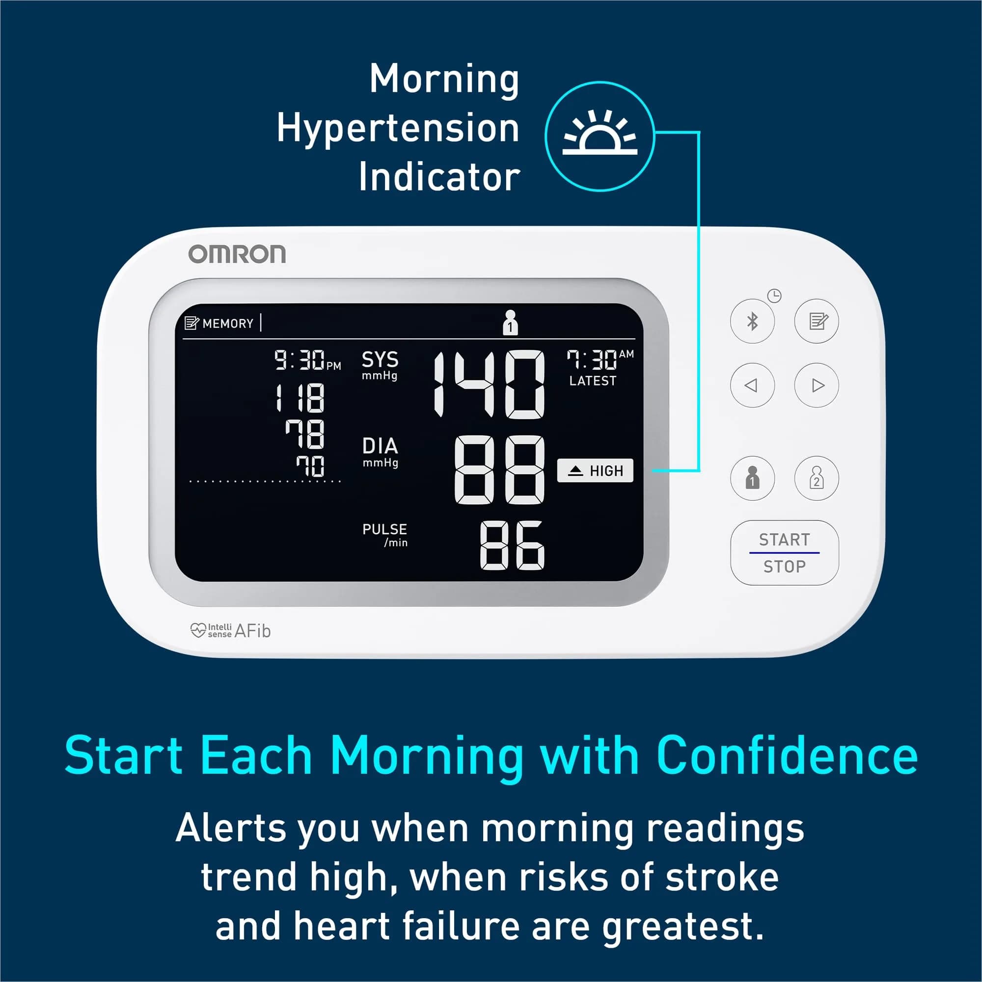 OMRON Platinum Blood Pressure Monitor with AFib Detection & App Connectivity | 9"–17" Cuff, 220V Compatible - view 4