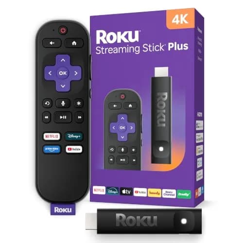 Roku Streaming Stick Plus with Voice Remote - 4K & HDR10+ | Easy Setup & Free Channels thumbnail 1