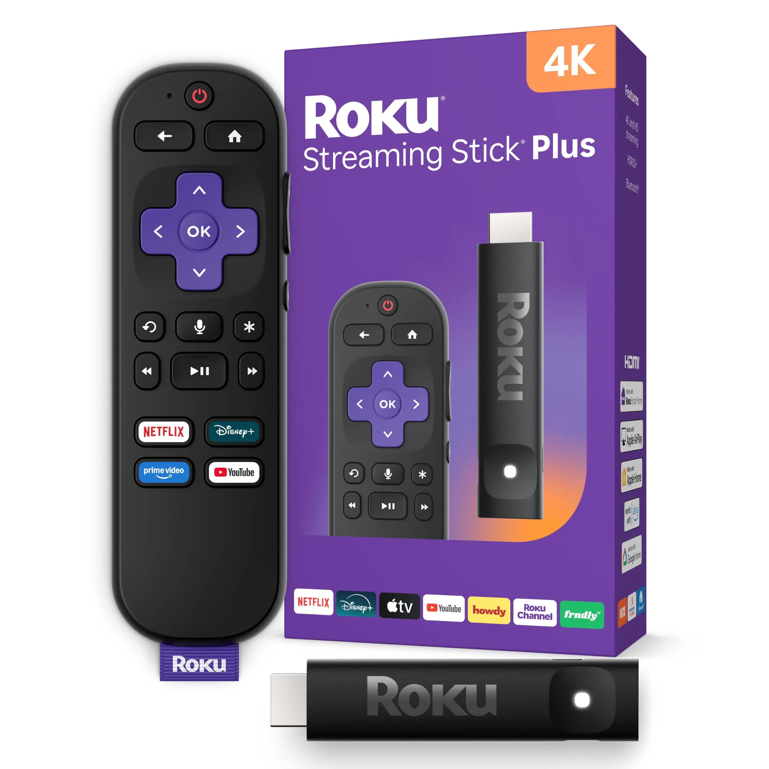 Roku Streaming Stick Plus with Voice Remote - 4K & HDR10+ | Easy Setup & Free Channels - main product image