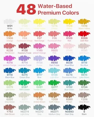 JusArt 48 Colors Acrylic Paint Markers Brush Tip, Automatic Ink Control, 1-8mm Lines | ASTM D4236 Certified thumbnail 7